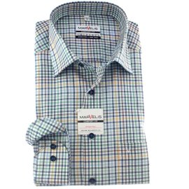 MARVELIS a cuadro camisa para hombres COMFORT FIT mangas...
