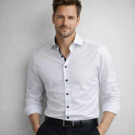 MARVELIS Hemd MODERN FIT uni weiß FEINTWILL mit...