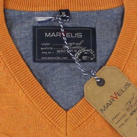 Pullover, V-Ausschnitt, Marke MARVELIS, reine Baumwolle