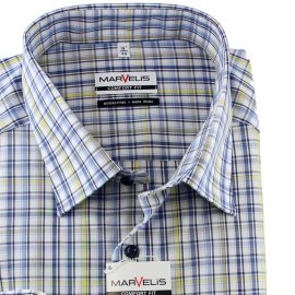 MARVELIS a cuadro camisa para hombres COMFORT FIT mangas...