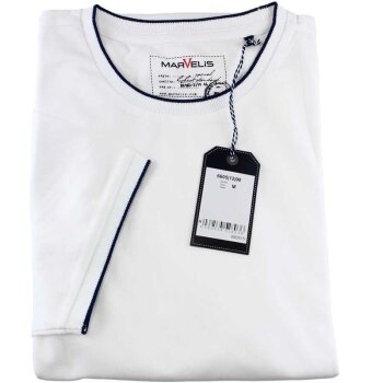 MARVELIS T-Shirt MODERN FIT weiß  mit Rund-Ausschnitt