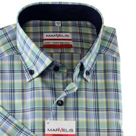 MARVELIS Men`s Shirt MODERN FIT checkered short sleeve