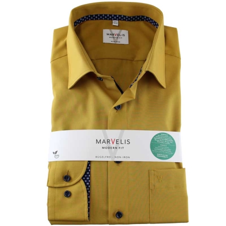 MARVELIS Chambray MODERN FIT camisa para hombres mangas largas