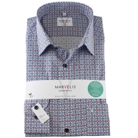 MARELIS Men`s shirt MODERN FIT MICRO print extra long sleeve 69cm