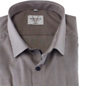 MARVELIS Hemd MODERN FIT diamant Jacquard 3D structure langarm