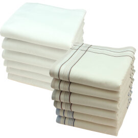 Handkerchiefs 12 pieces ca.40x40cm pure cotton White +...
