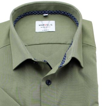 MARVELIS chemise pour homme MODERN FIT fil a fil à manches courtes