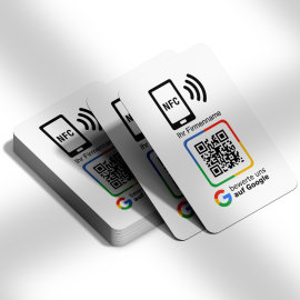 Set de 3 Tarjetas de Evaluación de Google con Código QR y NFC - Perfectas para Calificaciones de 5 Estrellas