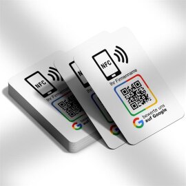 3er Set Google Bewertungskarten mit QR-Code und NFC -...