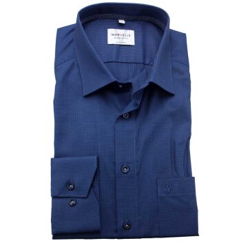 MARVELIS Hemd MODERN FIT diamant Jacquard structure langarm