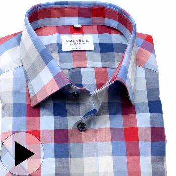 MARVELIS Hemd MODERN FIT Block Karo Halbarm