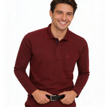 Polo REDMOND Wash & Wear avec poche poitrine, manches longues