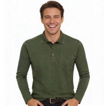 REDMOND polo shirt Wash & Wear with breast pocket, long sleeve