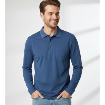 Polo REDMOND Wash & Wear avec poche poitrine, manches longues