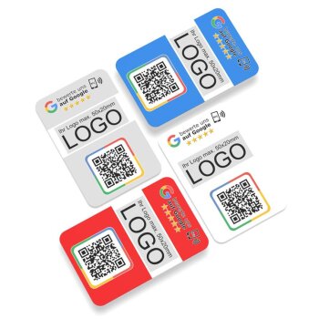 3er Set Google Bewertungskarten mit QR-Code, NFC und LOGO - Perfekt für 5-Sterne-Bewertungen