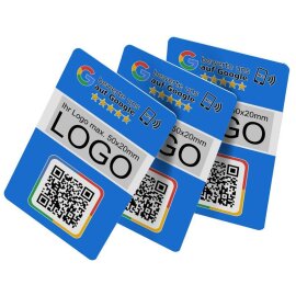 3er Set Google Bewertungskarten mit QR-Code, NFC und LOGO - Perfekt für 5-Sterne-Bewertungen