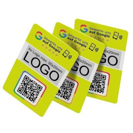 3er Set Google Bewertungskarten mit QR-Code, NFC und LOGO - Perfekt für 5-Sterne-Bewertungen