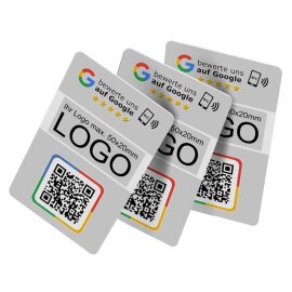 3er Set Google Bewertungskarten mit QR-Code, NFC und LOGO - Perfekt für 5-Sterne-Bewertungen