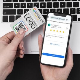 3er Set Google Bewertungskarten mit QR-Code, NFC und LOGO - Perfekt für 5-Sterne-Bewertungen