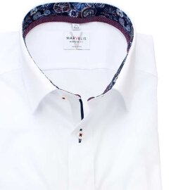 MARVELIS Hemd MODERN FIT uni langarm kontrast