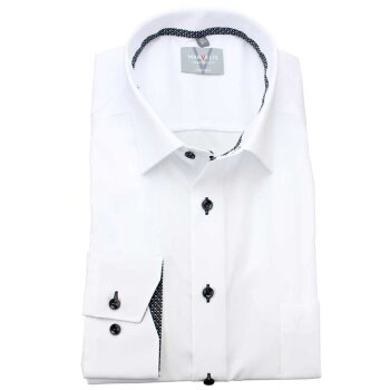 MARVELIS Hemd COMFORT FIT uni langarm mit Kontrast