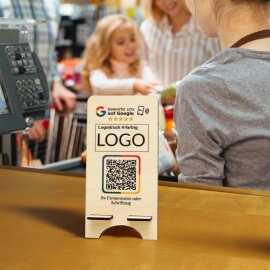 Google Bewertung Aufsteller aus Holz – Mit QR-Code & NFC für Ihr Unternehmen ⭐⭐⭐⭐⭐
