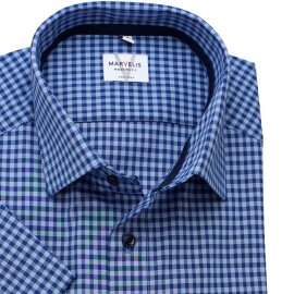 MARVELIS Hemd MODERN FIT MAXI karo halbarm