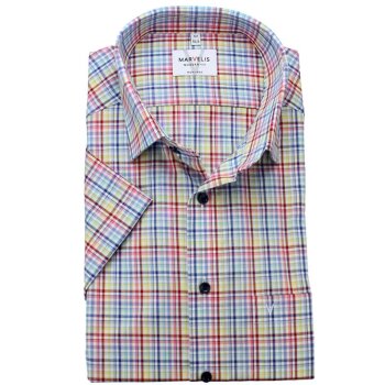 MARVELIS chemise pour homme MODERN FIT carreau à manches courtes