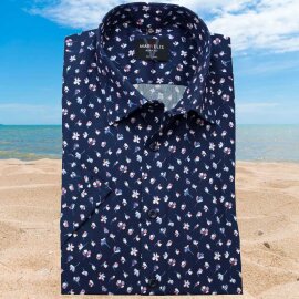 MARVELIS BODY FIT elegante impreso camisa para hombres mangas cortas