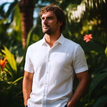 MARVELIS chemise pour homme CASUAL chambray à manches courtes