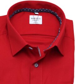 MARVELIS Hemd MODERN FIT uni langarm kontrast