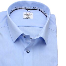 MARVELIS Hemd MODERN FIT uni langarm kontrast