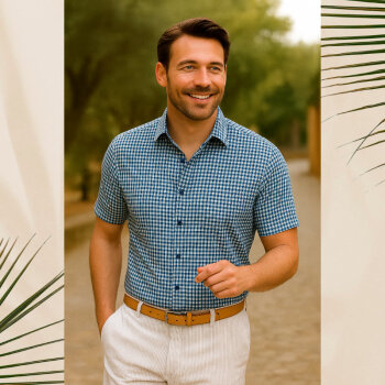 MARVELIS MODERN FIT a cuadro camisa para hombres mangas cortas