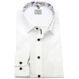 MARVELIS Hemd COMFORT FIT uni langarm mit Kontrast