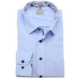 MARVELIS Hemd COMFORT FIT uni langarm mit Kontrast