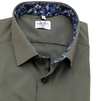 MARVELIS Hemd MODERN FIT uni langarm kontrast