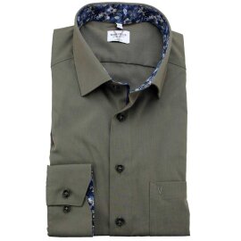 MARVELIS Hemd MODERN FIT uni langarm kontrast
