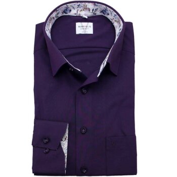 MARVELIS Hemd MODERN FIT edel chambray langarm mit kontrast