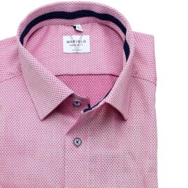 MARVELIS Hemd MODERN FIT diamant Jacquard structure langarm