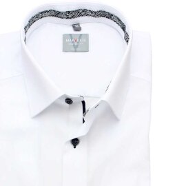 MARVELIS Hemd COMFORT FIT uni langarm mit Kontrast