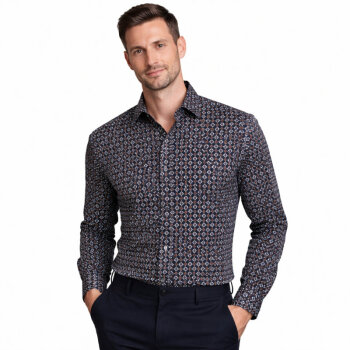 OLYMP Level Five BODY FIT a print camisa para hombres mangas largas