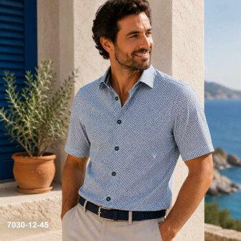 MARVELIS Men`s Shirt COMFORT FIT statement print short sleeve