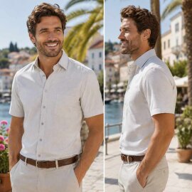 MARVELIS Hemd COMFORT FIT sommer jacquard halbarm