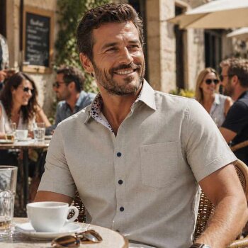 MARVELIS COMFORT FIT Fil a Fil camisa para hombres mangas cortas