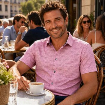 MARVELIS Men`s Shirt COMFORT FIT jacquard short sleeve
