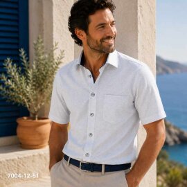 MARVELIS chemise pour homme COMFORT FIT jacquard à manches courtes