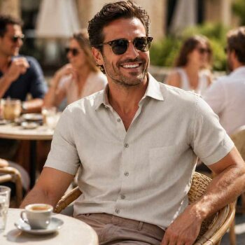 MARVELIS chemise pour homme MODERN FIT diamant jacquard à manches courtes