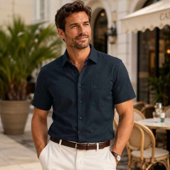 MARVELIS chemise pour homme MODERN FIT diamant jacquard à manches courtes