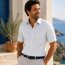 MARVELIS MODERN FIT diamante jacquard camisa para hombres mangas cortas
