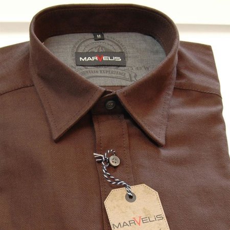 MARVELIS Sport-chemise pour homme uni Twill à manches longue (6999-64-78) 45-46